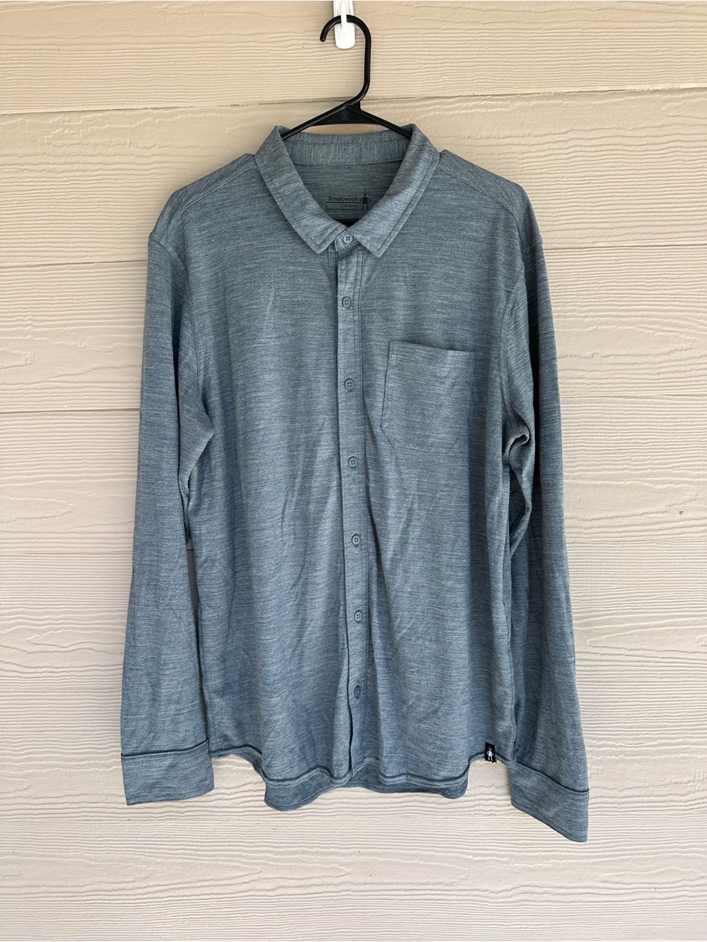 Smartwool Merino Sport 150 Long Sleeve Button-Up Shirt Mens L Heather Gray Wool